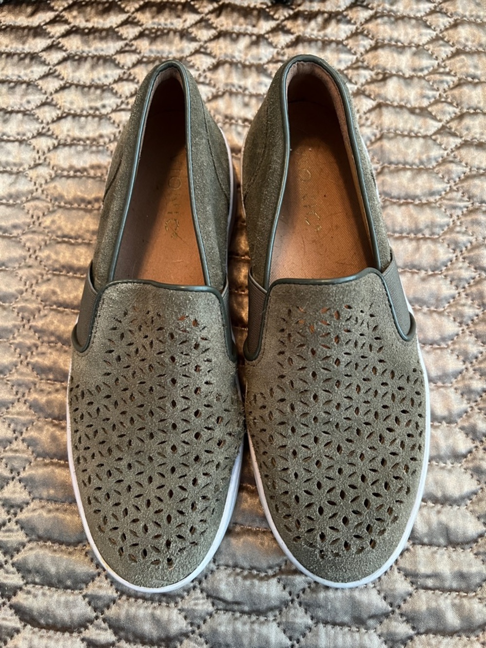 Vionic Olive Green Perforated Slip-On Sneakers